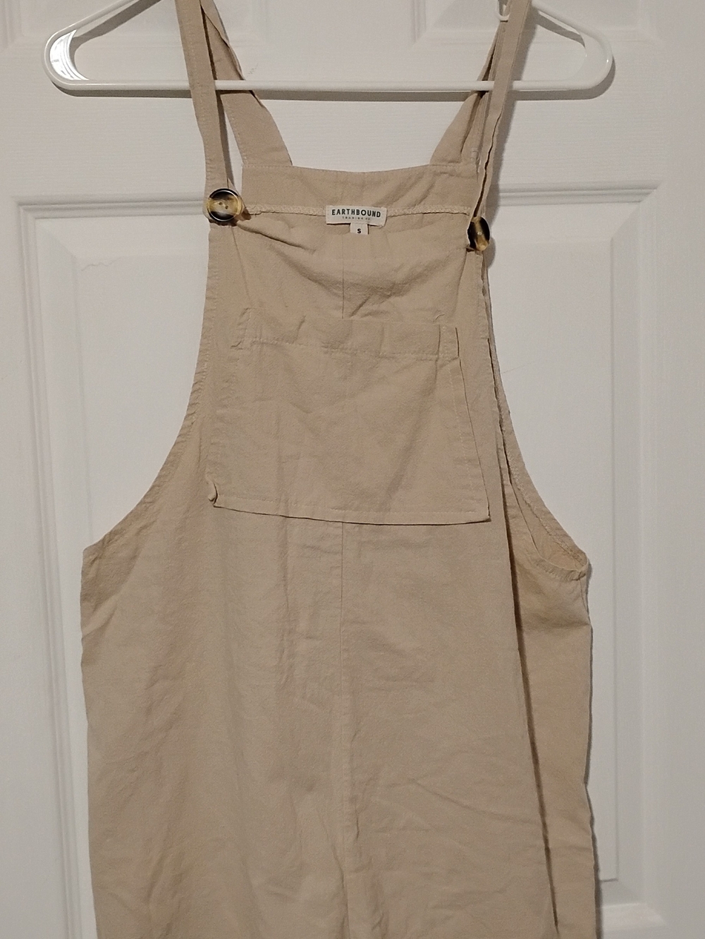Earthbound Beige Cotton Overalls Jumpsuit Size S